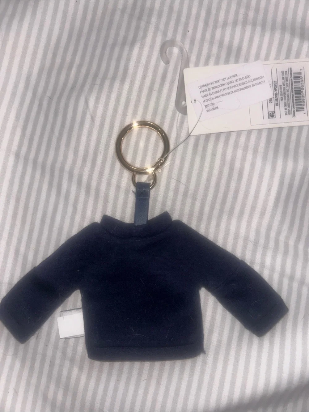 PARKe Navy Mini Sweater Keychain with Gold Ring